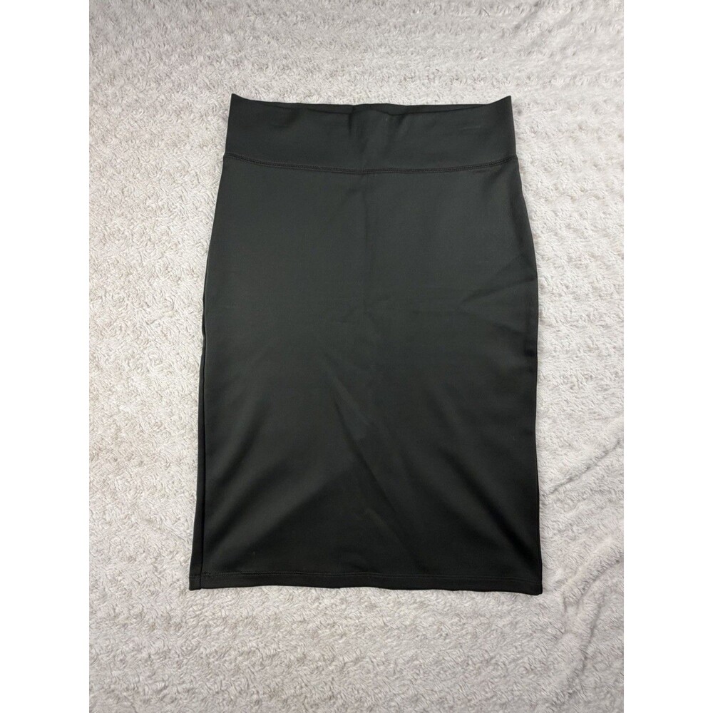 Forever 21 Women's Green Knit High Rise Pencil Skirt Slit Stretch Size L